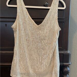 Source Unknown Beige Sequin Tank Top